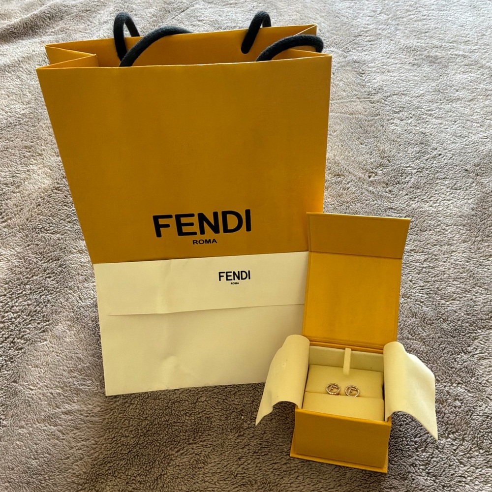 Fendi Yellow Paper Shopping Bag with Matching Jewelry Boxes